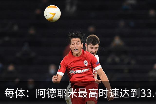 每体：阿德耶米最高时速达到33.6公里，全场冲刺多达39次